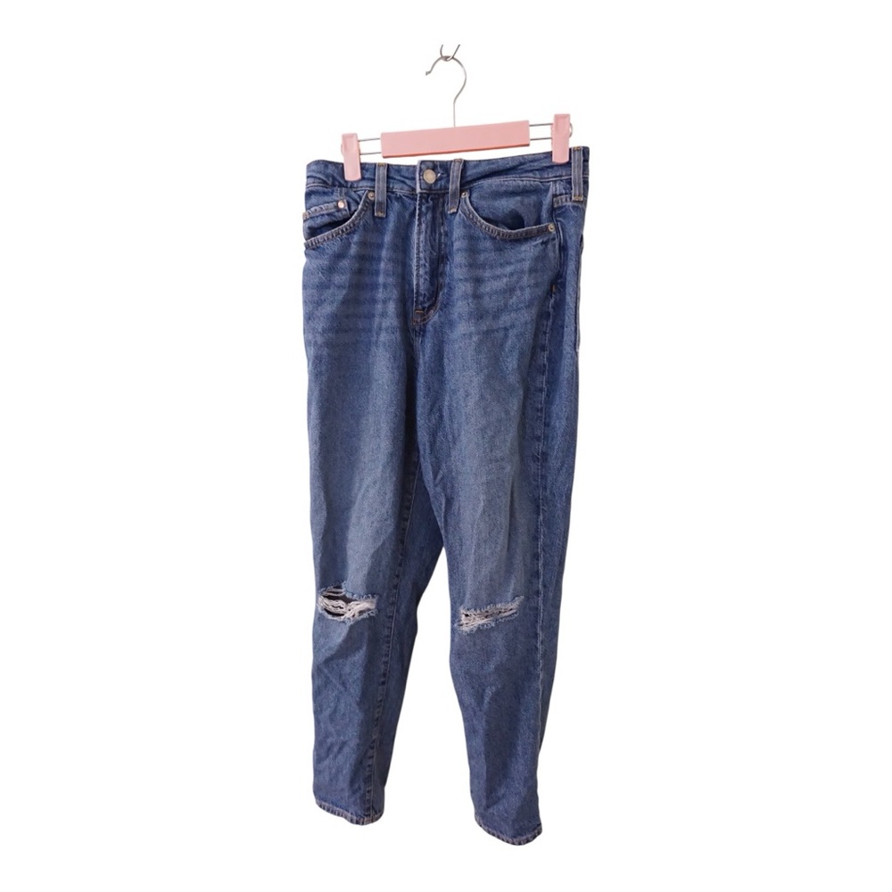 H&M &Denim Mom Jeans Distressed Ultra High Rise